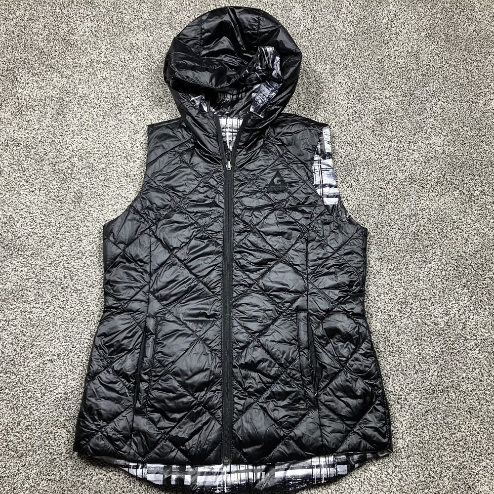 Gerry Down Puffer Vest Womens‎ Small Reversible Full Zip Quilted Hooded Packable